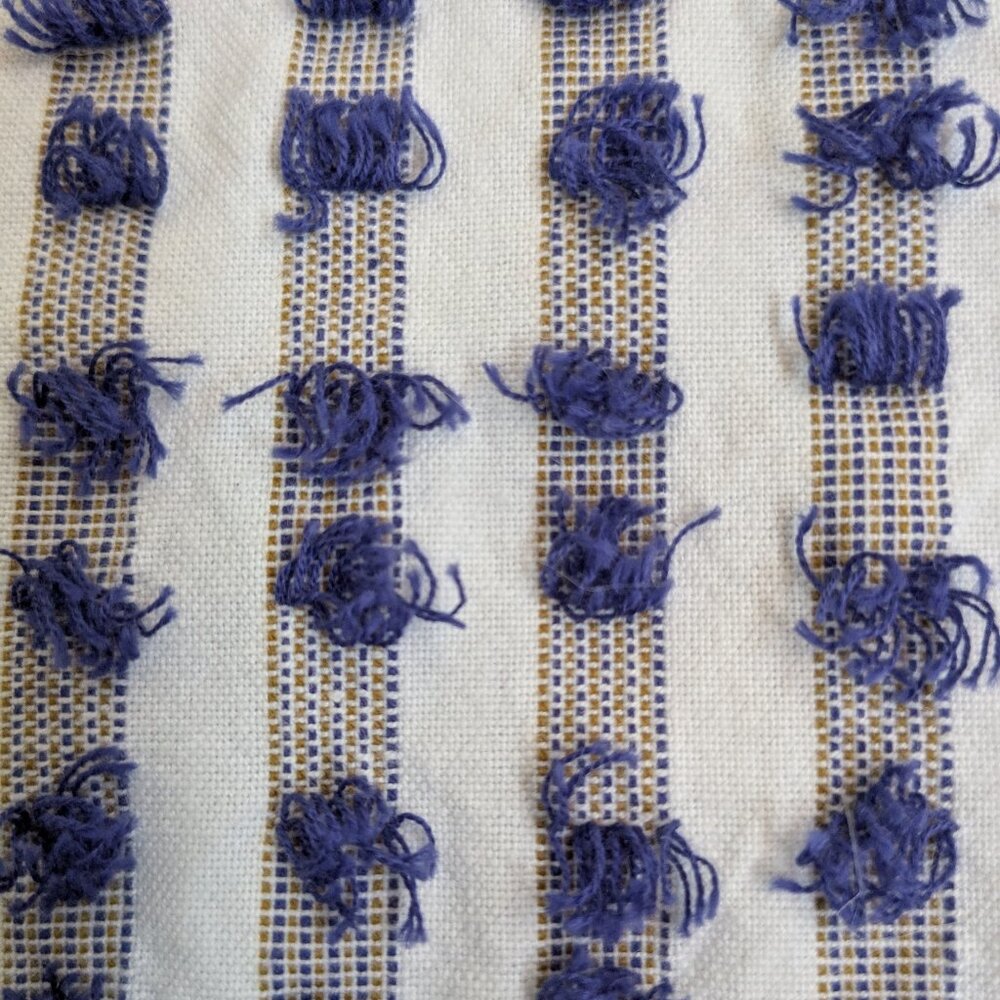 Anthropologie Curtain Panel Drapes blue and white cotton, 50.5* 67